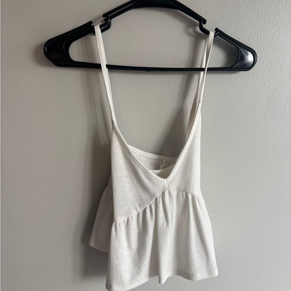 Garage White Ribbed Camisole Top